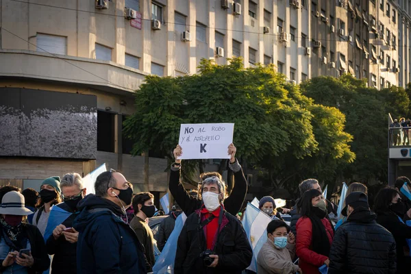 Buenos Aires Argentina 2020 Manifestanti Isolamento Marciano Contro Governo — Foto Stock