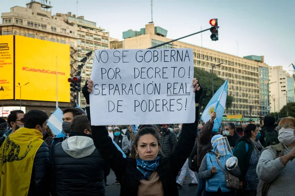 Buenos Aires Argentina 2020 Manifestantes Antibloqueo Marchan Desafiando Gobierno — Foto de Stock
