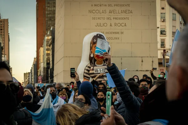 Buenos Aires Argentina 2020 Manifestantes Bloqueio Marcham Desafio Governo — Fotografia de Stock