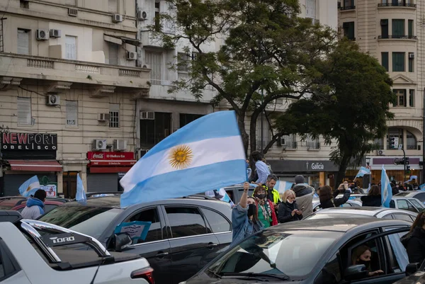 Buenos Aires Argentina 2020 Manifestantes Antibloqueo Marchan Desafiando Gobierno —  Fotos de Stock