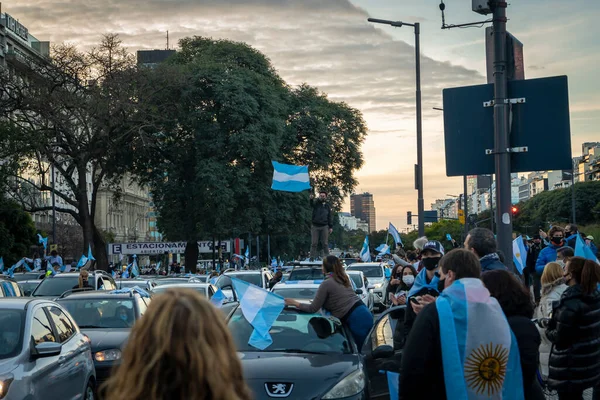 Buenos Aires Argentinië 2020 Lockdown Demonstranten Marcheren Weerwil Van Regering — Stockfoto