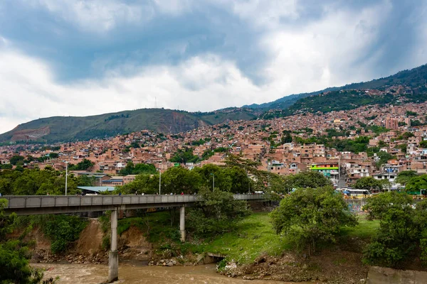 Medellin Kolumbia 2018 Légi Felvétel Medellin Kötélpályájáról — Stock Fotó