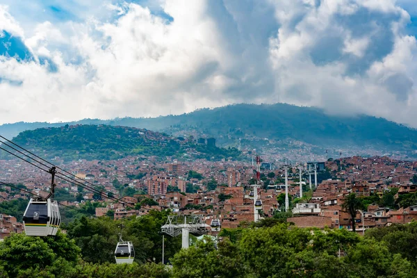 Medellín Colombia 2018 Una Vista Aérea Desde Teleférico Medellín — Foto de Stock