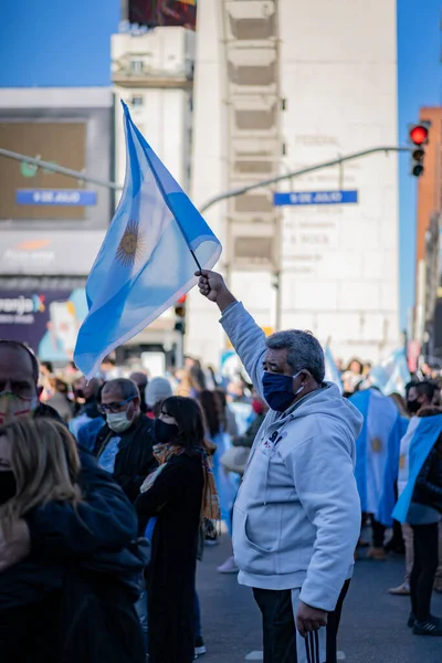 Буенос Айрес Аргентина 2020 Люди Протестують Проти Карантину Мають Намір — стокове фото