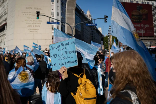 Buenos Aires Argentina 2020 Protestas Contra Cuarentena Intención Del Gobierno —  Fotos de Stock