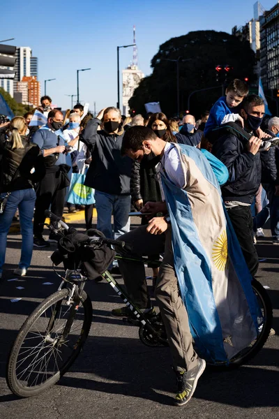 Buenos Aires Argentina 2020 Människor Protesterar Mot Karantänen Och Regeringens — Stockfoto