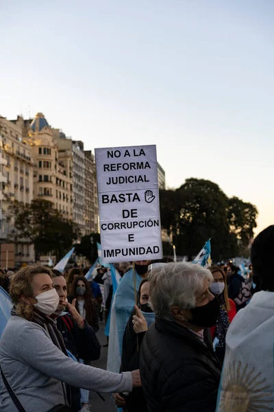 아르헨티나 부에노스아이레스 2020 격리에 반대하는 사람들과 정부의 개혁을 반대하는 사람들 — 스톡 사진