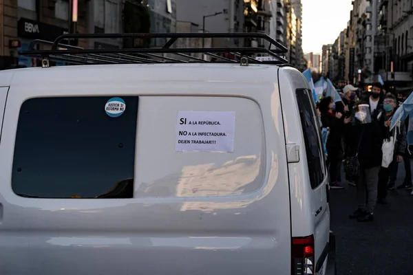 Buenos Aires Argentina 2020 Pessoas Protestando Contra Quarentena Intenção Governo — Fotografia de Stock