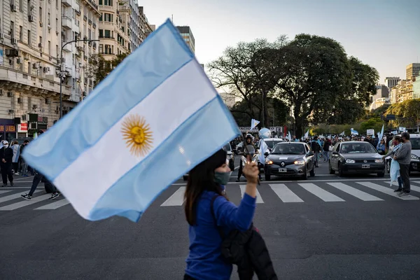 Buenos Aires Argentina 2020 Lidé Protestující Proti Karanténě Záměru Vlády — Stock fotografie