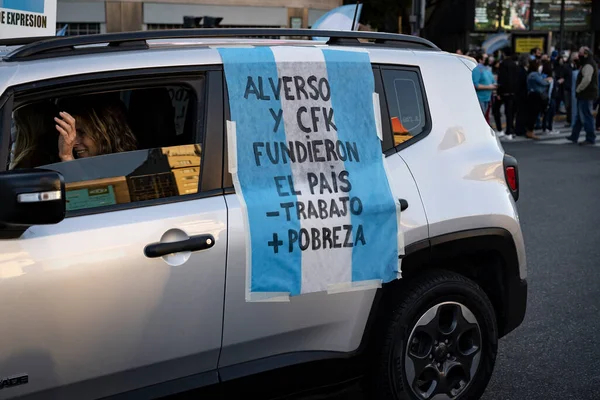 Buenos Aires Argentína 2020 Emberek Tiltakoznak Karantén Kormány Azon Szándéka — Stock Fotó