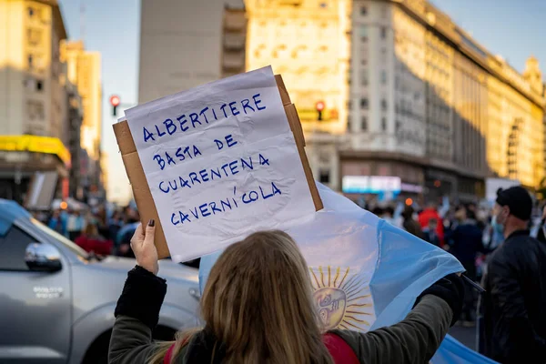 Buenos Aires Argentina 2020 Protestas Contra Cuarentena Intención Del Gobierno —  Fotos de Stock