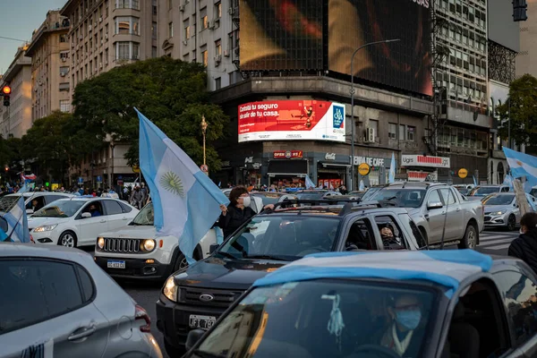 Buenos Aires Argentina 2020 Protestas Contra Cuarentena Intención Del Gobierno —  Fotos de Stock