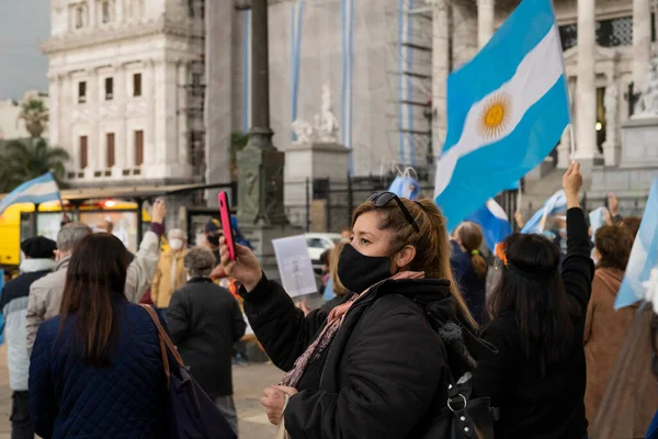 Buenos Aires Argentina 2020 Pessoas Protestando Contra Intenção Governo Reformar — Fotografia de Stock