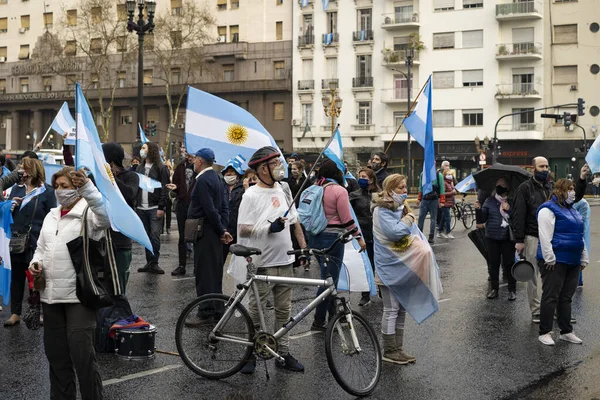 Buenos Aires Argentina 2020 Folk Protesterar Mot Regeringens Avsikt Att — Stockfoto