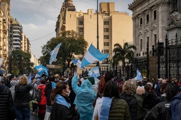 Buenos Aires Argentína 2020 Emberek Tiltakoznak Kormány Igazságügyi Reformra Irányuló — Stock Fotó