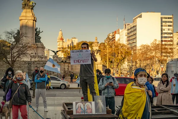 Buenos Aires Argentina 2020 Pessoas Protestando Contra Intenção Governo Reformar — Fotografia de Stock