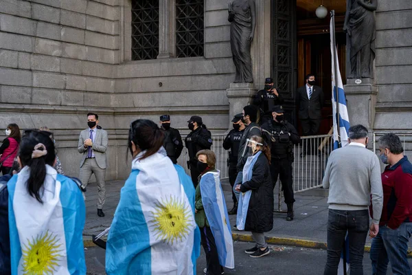 Buenos Aires Argentína 2020 Emberek Tiltakoznak Kormány Igazságügyi Reformra Irányuló — Stock Fotó