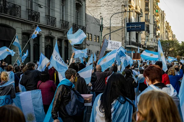 Buenos Aires Argentina 2020 Lidé Protestují Proti Záměru Vlády Reformovat — Stock fotografie