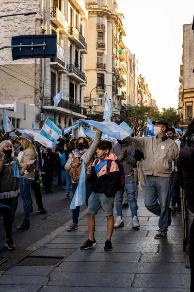 Buenos Aires Argentína 2020 Emberek Tiltakoznak Kormány Igazságügyi Reformra Irányuló — Stock Fotó