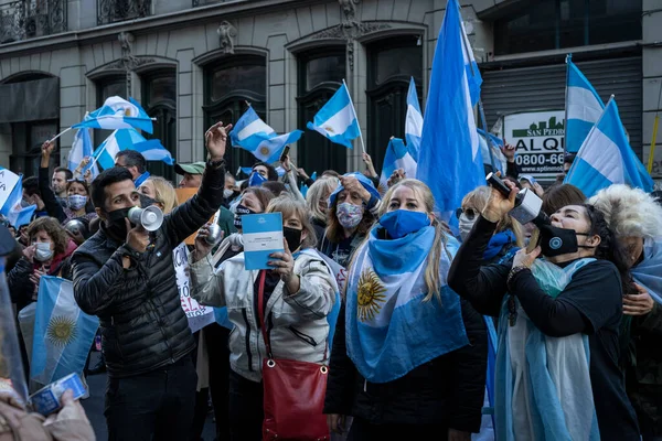 Buenos Aires Argentina 2020 Folk Protesterar Mot Regeringens Avsikt Att — Stockfoto