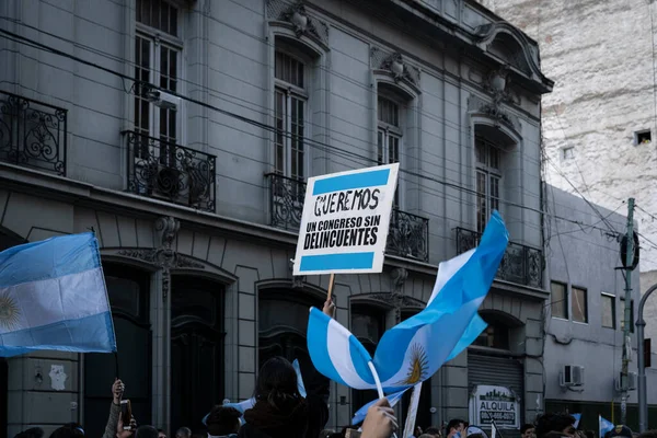 Буэнос Айрес Аргентина 2020 Люди Протестуют Против Намерений Правительства Реформировать — стоковое фото