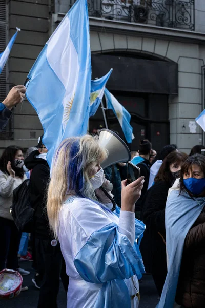 Buenos Aires Argentina 2020 Lidé Protestují Proti Záměru Vlády Reformovat — Stock fotografie