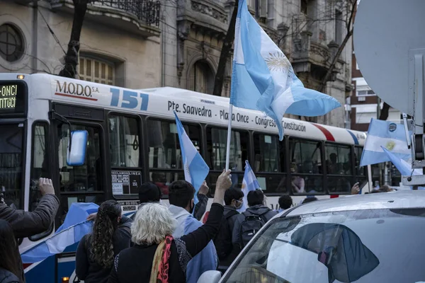 ブエノスアイレス アルゼンチン 2020年8月27日 正義を改革する政府の意図に抗議する人々 — ストック写真