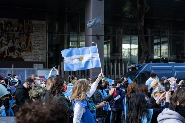 Buenos Aires Argentina 2020 Lidé Protestují Proti Záměru Vlády Reformovat — Stock fotografie