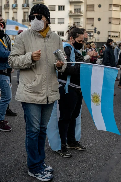 Buenos Aires Argentina 2020 Folk Protesterar Mot Regeringens Avsikt Att — Stockfoto