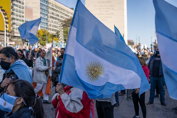 Buenos Aires Argentina 2020 Människor Protesterar Mot Karantänen Och Regeringens — Stockfoto