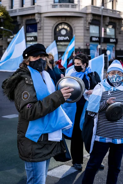 Buenos Aires Argentine 2020 Manifestation Populaire Contre Quarantaine Politique Gouvernementale — Photo
