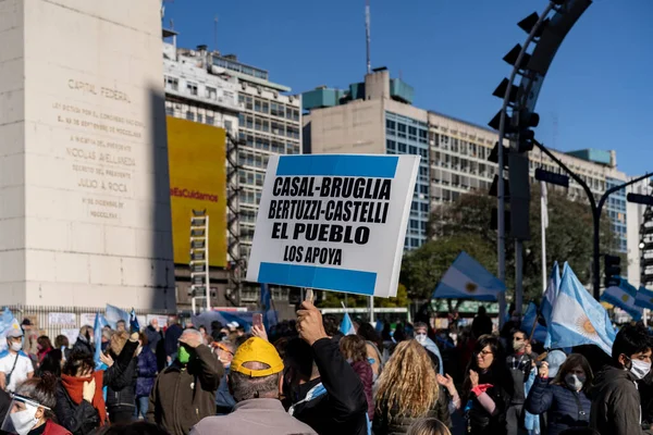 ブエノスアイレス アルゼンチン 2020年9月19日 検疫と政府の政治に抗議する人々 — ストック写真