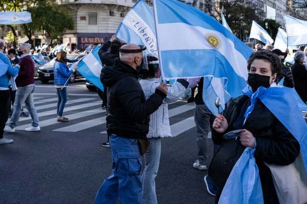 Buenos Aires Argentina 2020 Människor Protesterar Mot Karantänen Och Regeringens — Stockfoto