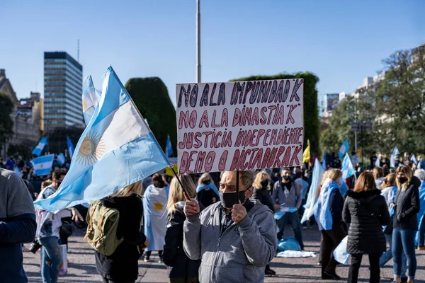 Buenos Aires Argentina 2020 Persone Che Protestano Contro Quarantena Politica — Foto Stock