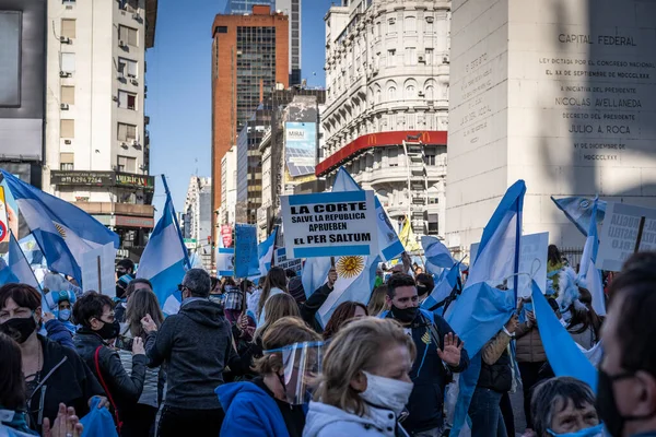 Buenos Aires Argentina 2020 Lidé Protestující Proti Karanténě Vládní Politice — Stock fotografie