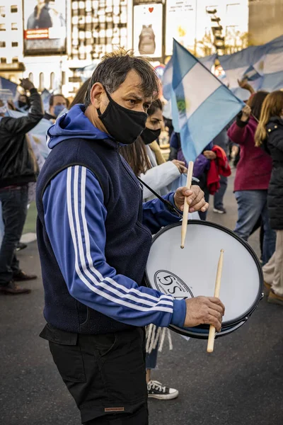 Buenos Aires Argentina 2020 Människor Protesterar Mot Karantänen Och Regeringens — Stockfoto