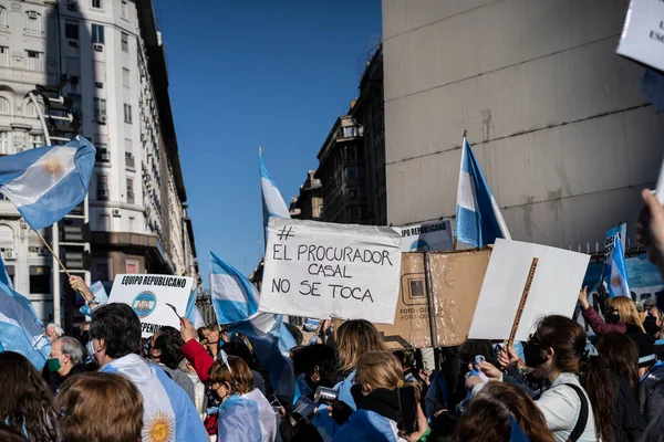 Buenos Aires Argentína 2020 Emberek Tiltakoznak Karantén Kormány Politikája Ellen — Stock Fotó