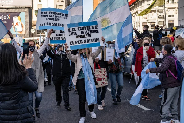 Buenos Aires Argentina 2020 Lidé Protestující Proti Karanténě Vládní Politice — Stock fotografie