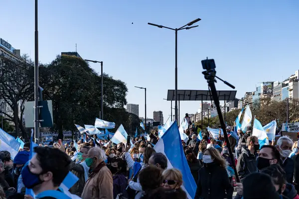 Buenos Aires Argentina 2020 Protestan Contra Cuarentena Política Del Gobierno —  Fotos de Stock