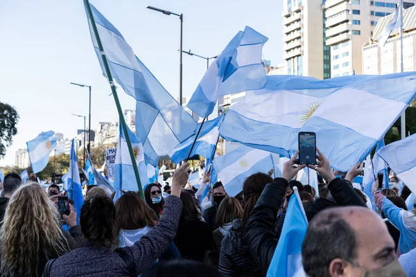 Buenos Aires Argentina 2020 Lidé Protestující Proti Karanténě Vládní Politice — Stock fotografie