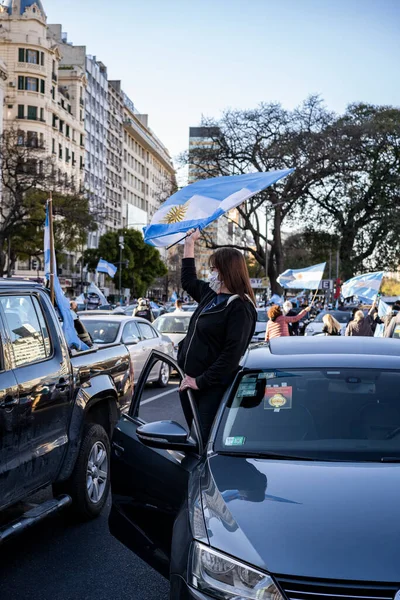 Buenos Aires Argentinië 2020 Mensen Die Protesteren Tegen Quarantaine Politiek — Stockfoto