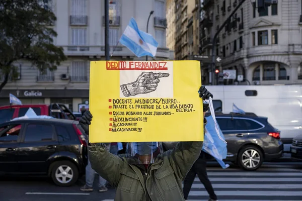 Buenos Aires Argentina 2020 Människor Protesterar Mot Karantänen Och Regeringens — Stockfoto