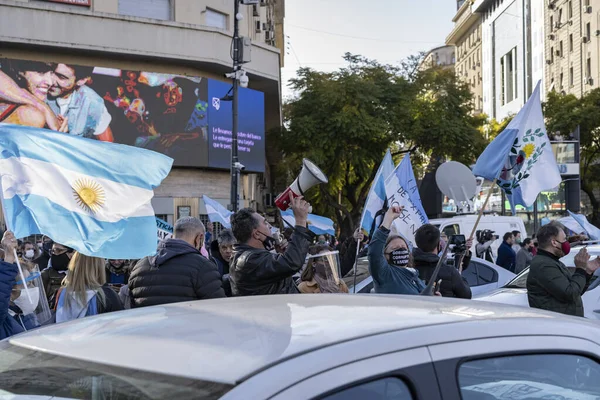 Buenos Aires Argentina 2020 Människor Protesterar Mot Karantänen Och Regeringens — Stockfoto