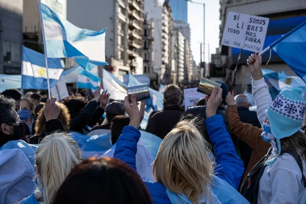 Buenos Aires Argentína 2020 Emberek Tiltakoznak Karantén Kormány Politikája Ellen — Stock Fotó