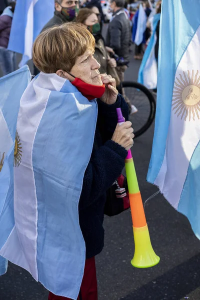 Buenos Aires Argentina 2020 People Protesting Quarantine Government Politics — Stock Photo, Image
