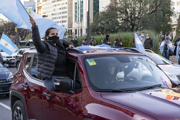 ブエノスアイレス アルゼンチン 2020年9月19日 検疫と政府の政治に抗議する人々 — ストック写真
