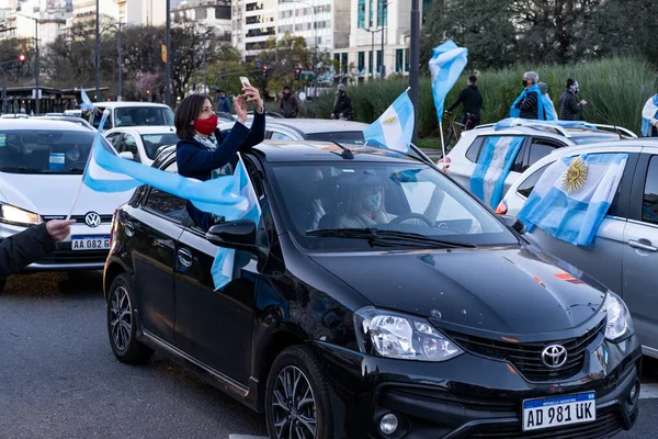 ブエノスアイレス アルゼンチン 2020年9月19日 検疫と政府の政治に抗議する人々 — ストック写真