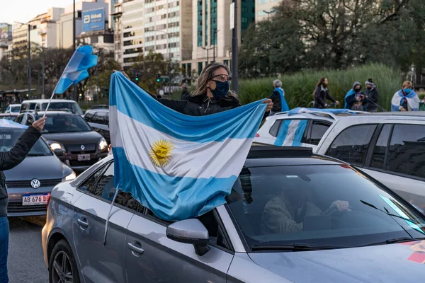 Buenos Aires Argentina 2020 Lidé Protestující Proti Karanténě Vládní Politice — Stock fotografie