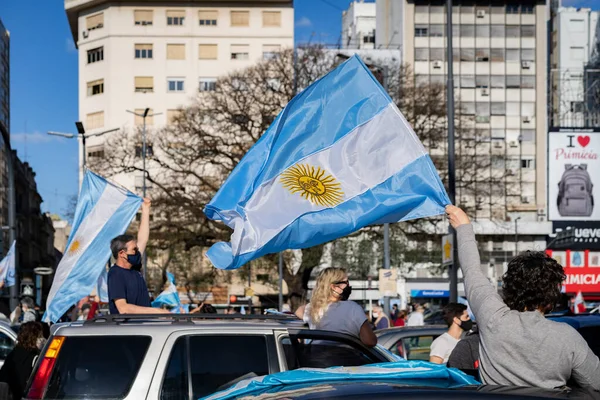 Buenos Aires Argentína 2020 Emberek Tiltakoznak Karantén Kormány Politikája Ellen — Stock Fotó