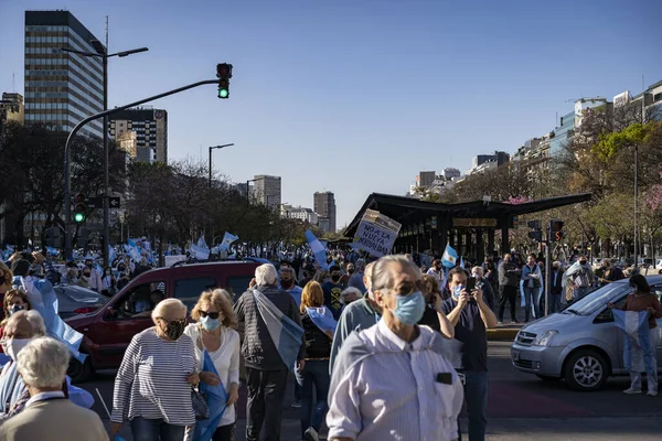 Buenos Aires Argentina 2020 Persone Che Protestano Contro Quarantena Politica — Foto Stock